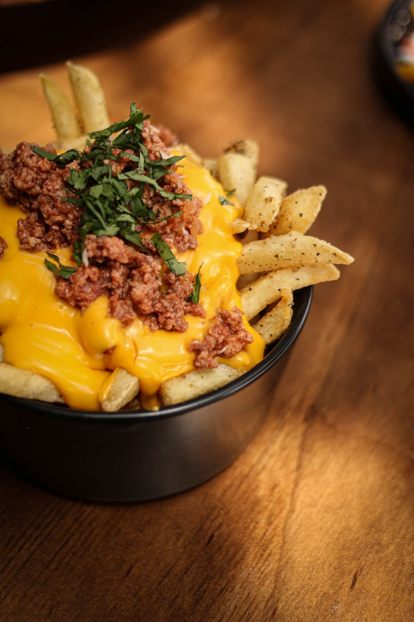 Loaded fries fresh out of the fryer